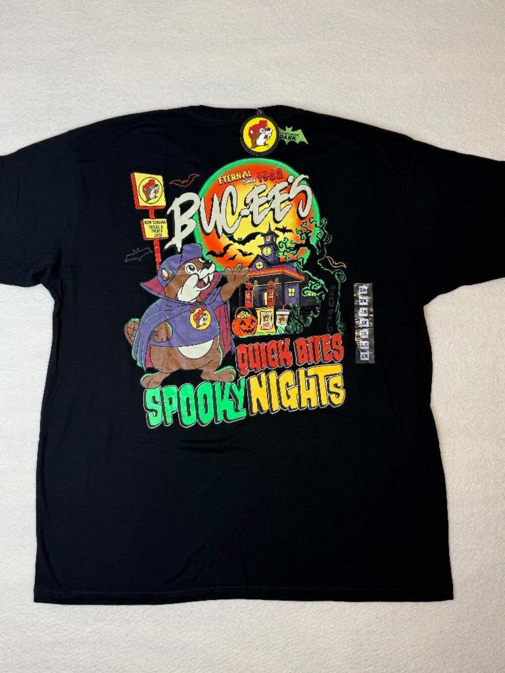Buc-ees Halloween 2024 Spooky Nights Glow In The Dark T-Shirt Black Large L New